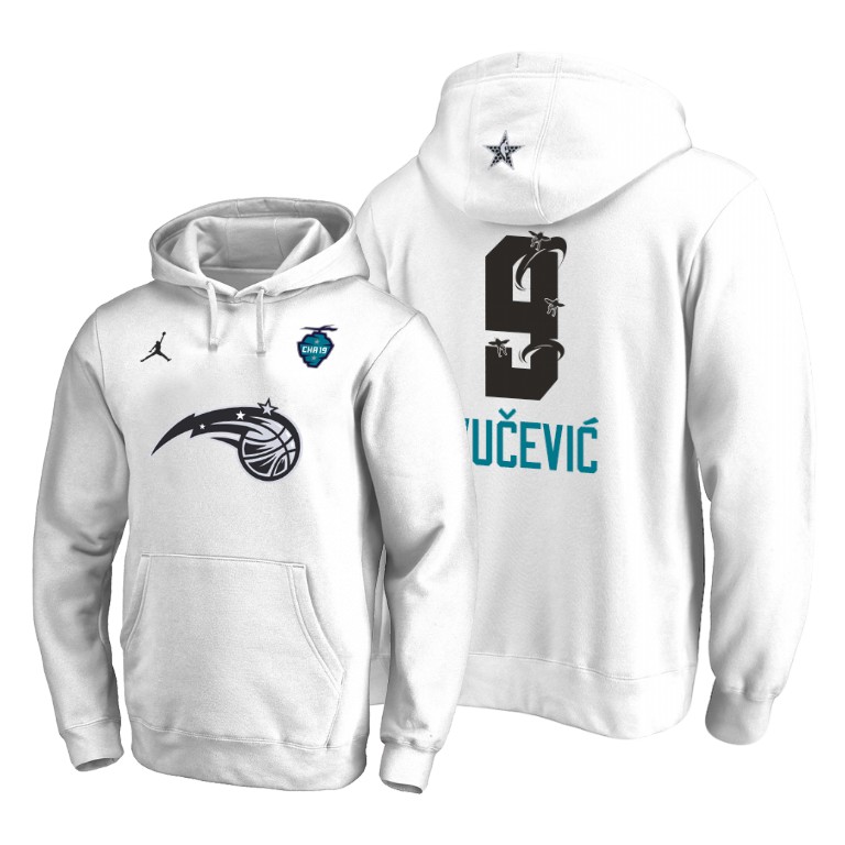 Orlando Magic Nikola Vucevic 2019 All-Star The Buzz Side Sweep Pullover White Hoodie Orlando Magic Nikola Vucevic 2019 All-Star The Buzz Side Sweep Pullover White Hoodie