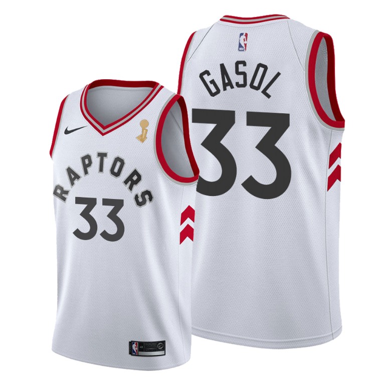 Toronto Raptors #33 Marc Gasol 2019 NBA Finals Champions White Association Jersey Toronto Raptors #33 Marc Gasol 2019 NBA Finals Champions White Association Jersey