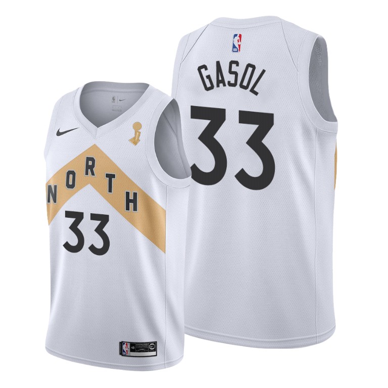 Toronto Raptors #33 Marc Gasol 2019 NBA Finals Champions White City Jersey Toronto Raptors #33 Marc Gasol 2019 NBA Finals Champions White City Jersey