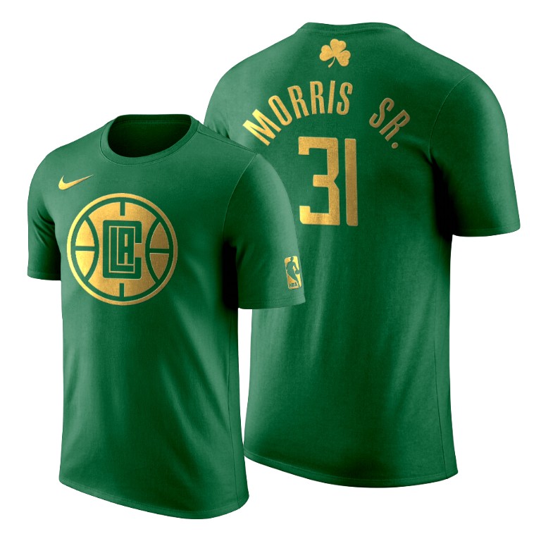 2020 St. Patrick's Day Los Angeles Clippers Marcus Morris Sr. #31 Green Golden Limited T-shirt 2020 St. Patrick's Day Los Angeles Clippers Marcus Morris Sr. #31 Green Golden Limited T-shirt