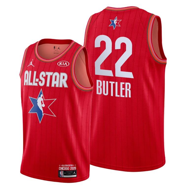 Miami Heat #22 Jimmy Butler Red NBA All-Star Game Reserves Jersey With 2023 NBA finals patch 