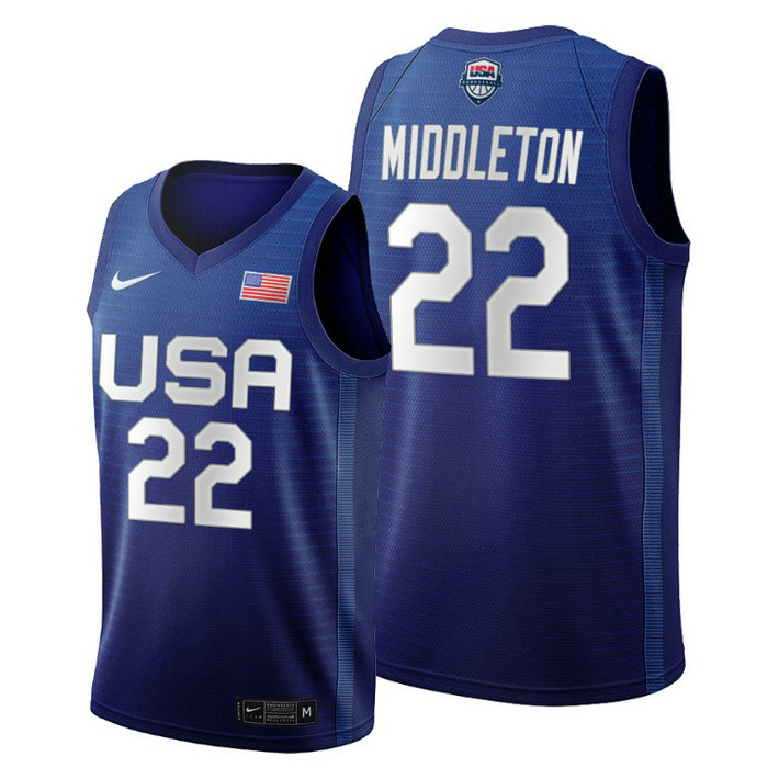 USA National Team #22 Khris Middleton Navy 2020 Tokyo Olympics Jersey