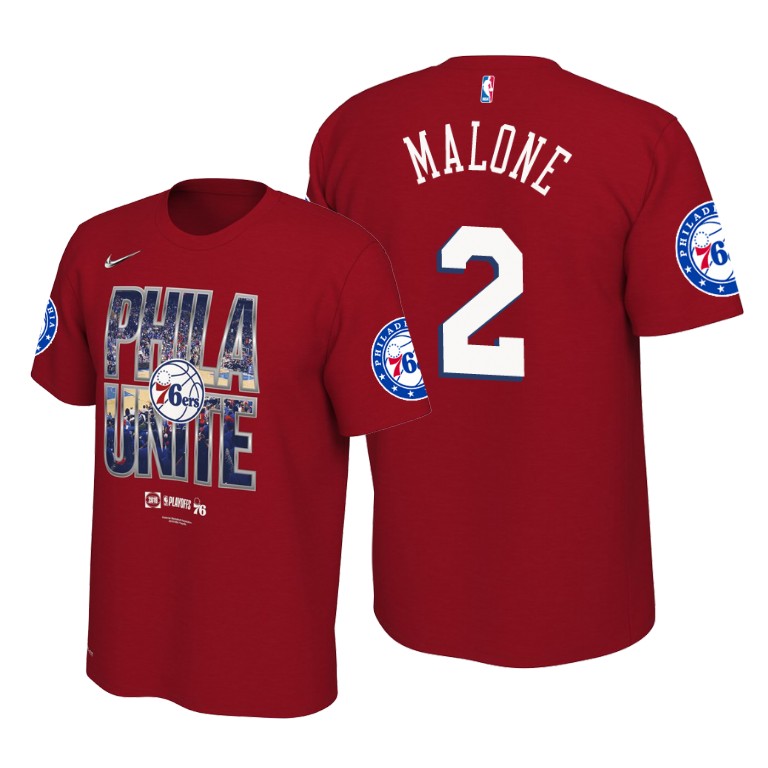 Philadelphia 76ers Moses Malone Red 2019 NBA Playoffs T-Shirt Philadelphia 76ers Moses Malone Red 2019 NBA Playoffs T-Shirt