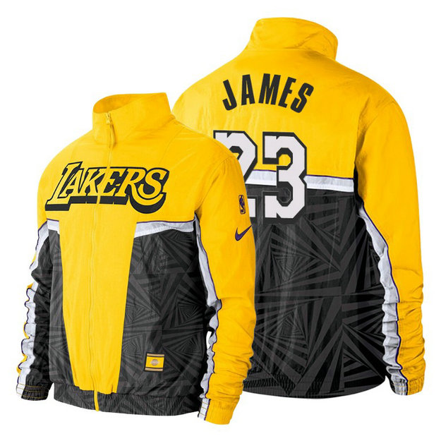 Lakers #23 LeBron James City Edition 2.0 Courtside Jacket - Gold Black Lakers #23 LeBron James City Edition 2.0 Courtside Jacket - Gold Black