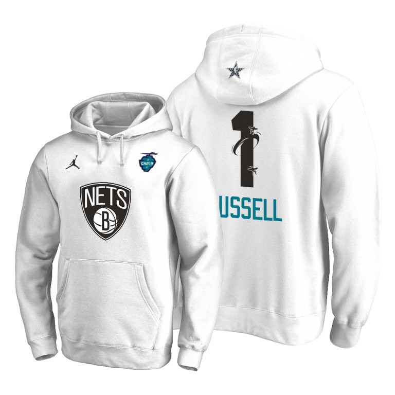 Brooklyn Nets D'Angelo Russell 2019 All-Star The Buzz Side Sweep Pullover White Hoodie Brooklyn Nets D'Angelo Russell 2019 All-Star The Buzz Side Sweep Pullover White Hoodie