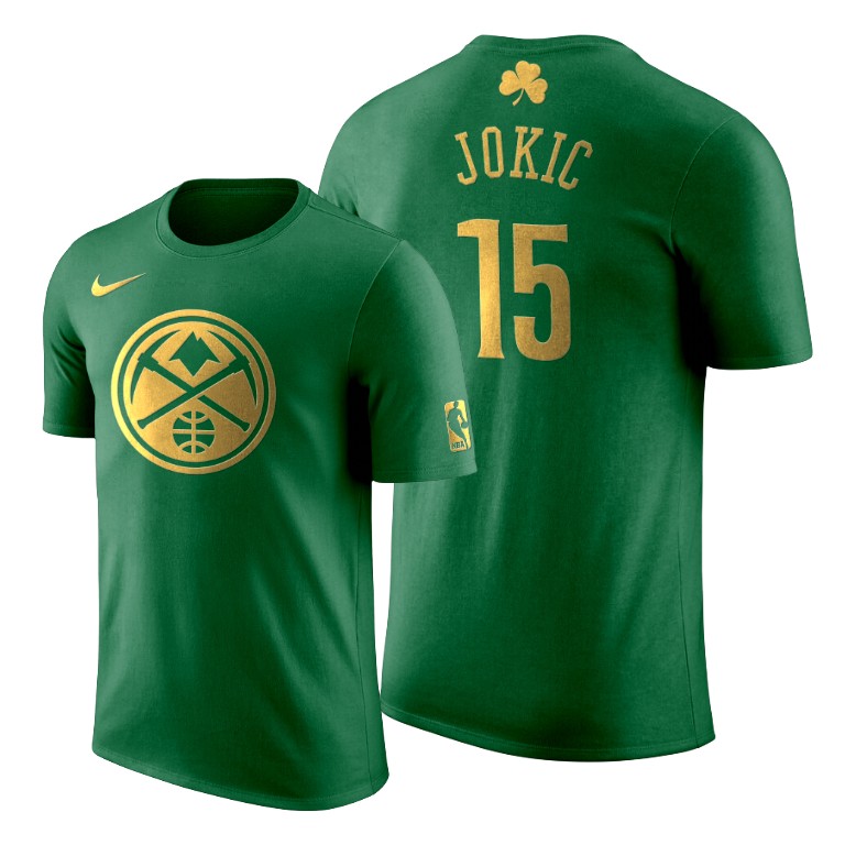 2020 St. Patrick's Day Denver Nuggets Nikola Jokic #15 Green Golden Limited T-shirt