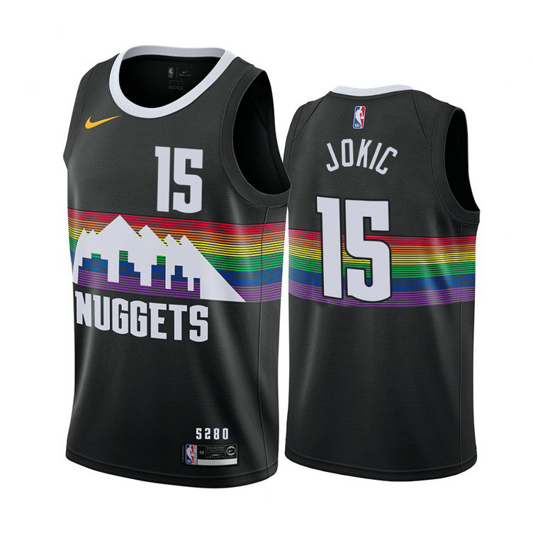 Nikola Jokic Denver Nuggets #15 Black City Jersey With 2023 NBA finals patch 