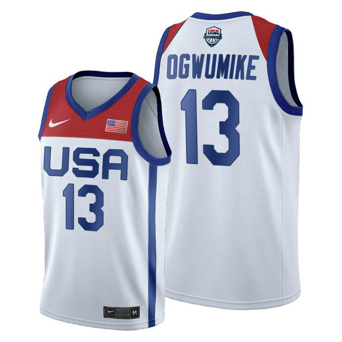 WOMEN USA National Team #13 Nneka Ogwumike White 2020 Tokyo Olympics Jersey WOMEN USA National Team #13 Nneka Ogwumike White 2020 Tokyo Olympics Jersey