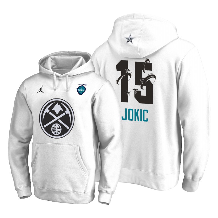 Denver Nuggets Nikola Jokic 2019 All-Star The Buzz Side Sweep Pullover White Hoodie Denver Nuggets Nikola Jokic 2019 All-Star The Buzz Side Sweep Pullover White Hoodie