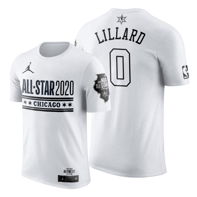 Portland Trail Blazers Damian Lillard 2020 NBA All-Star Game Official Logo White T-Shirt Portland Trail Blazers Damian Lillard 2020 NBA All-Star Game Official Logo White T-Shirt