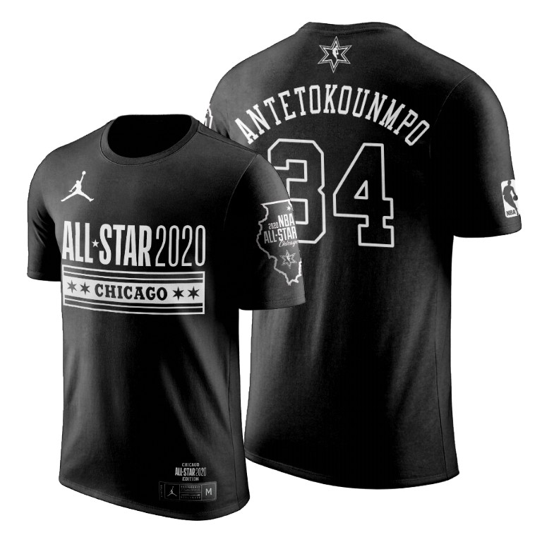Milwaukee Bucks Giannis Antetokounmpo 2020 NBA All-Star Game Official Logo Black T-Shirt Milwaukee Bucks Giannis Antetokounmpo 2020 NBA All-Star Game Official Logo Black T-Shirt