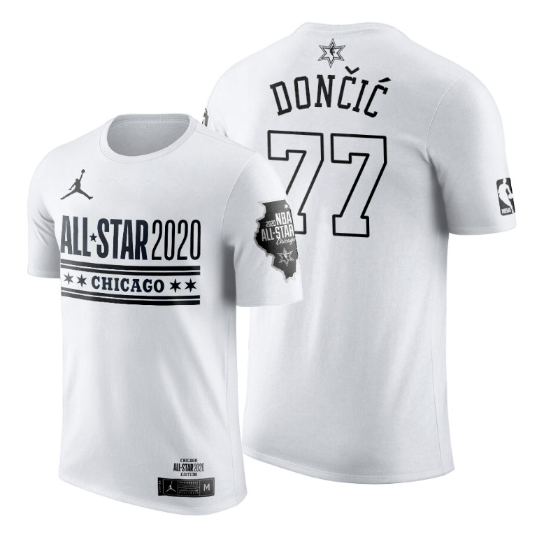 Dallas Mavericks Luka Doncic 2020 NBA All-Star Game Official Logo White T-Shirt Dallas Mavericks Luka Doncic 2020 NBA All-Star Game Official Logo White T-Shirt