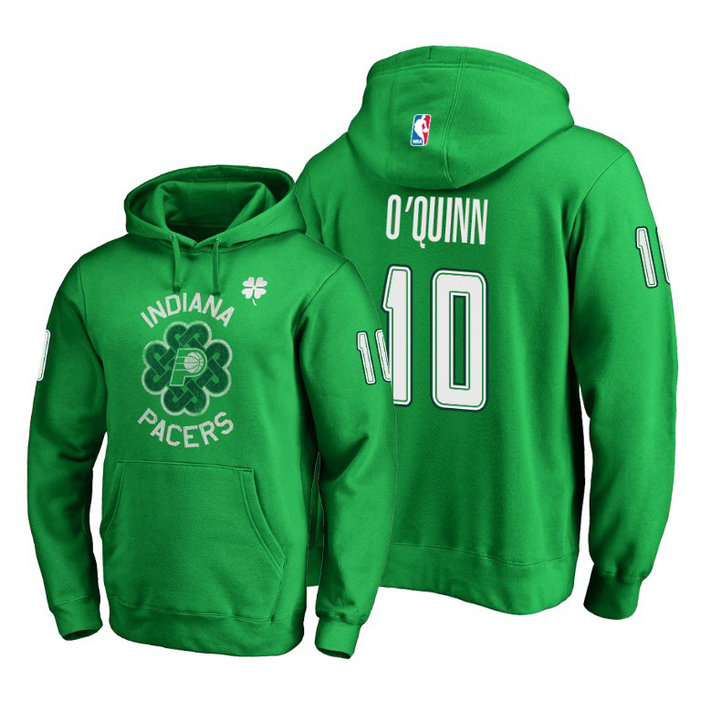 Indiana Pacers #10 Kyle O'Quinn St. Patrick's Day Pullover Hoodie - Green