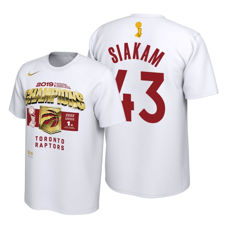 Toronto Raptors #43 Pascal Siakam 2019 NBA Champions White Locker Room T-Shirt