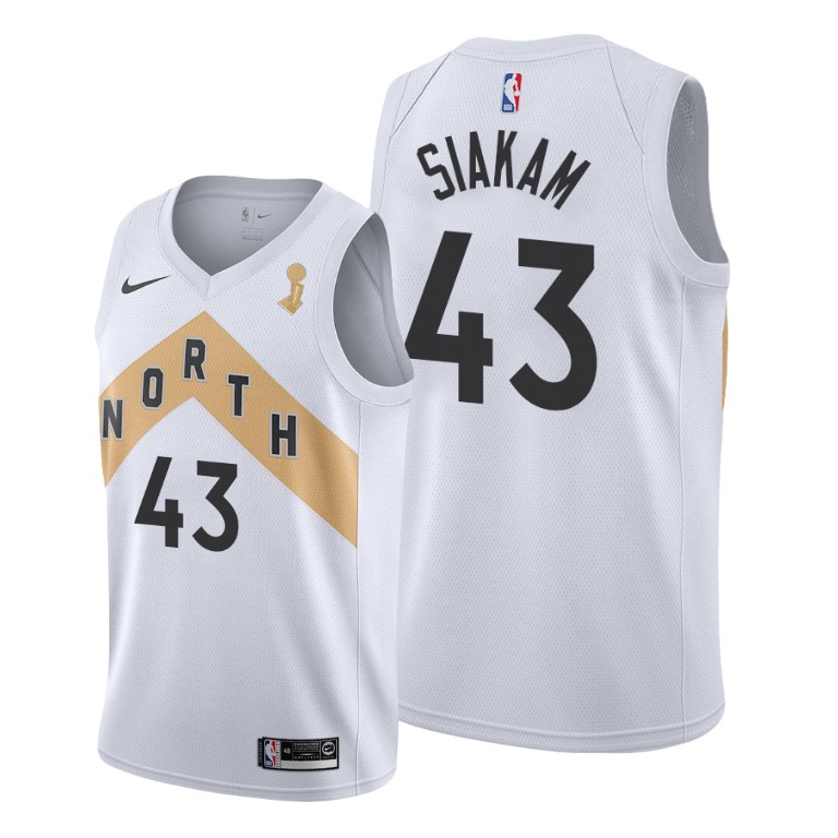 Toronto Raptors #43 Pascal Siakam 2019 NBA Finals Champions White City Jersey Toronto Raptors #43 Pascal Siakam 2019 NBA Finals Champions White City Jersey