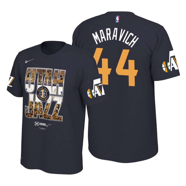 Utah Jazz Pete Maravich Navy 2019 NBA Playoffs T-Shirt