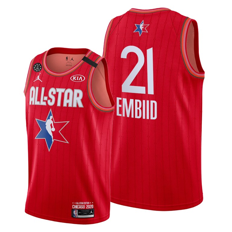 Philadelphia 76ers #21 Joel Embiid Red 2020 NBA All-Star Game Eastern Conference Jersey Philadelphia 76ers #21 Joel Embiid Red 2020 NBA All-Star Game Eastern Conference Jersey