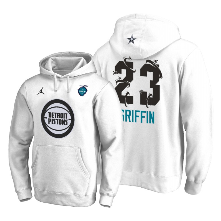 Detroit Pistons Blake Griffin 2019 All-Star The Buzz Side Sweep Pullover White Hoodie Detroit Pistons Blake Griffin 2019 All-Star The Buzz Side Sweep Pullover White Hoodie