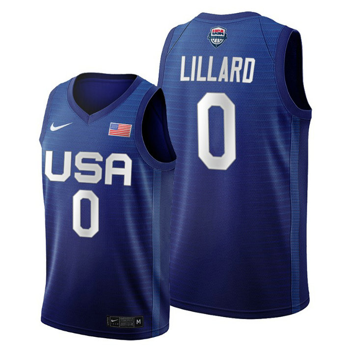 USA National Team #0 Damian Lillard Navy 2020 Tokyo Olympics Jersey