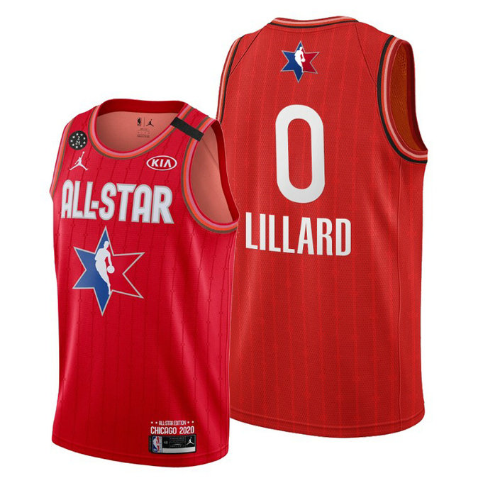 Portland Trail Blazers #0 Damian Lillard Red 2020 NBA All-Star Game Reserves Jersey Portland Trail Blazers #0 Damian Lillard Red 2020 NBA All-Star Game Reserves Jersey