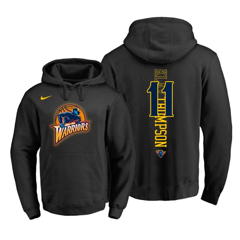 Klay Thompson Golden State Warriors Black Throwback Logo Pullover Hoodie Klay Thompson Golden State Warriors Black Throwback Logo Pullover Hoodie