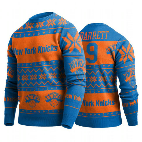 New York Knicks RJ Barrett 2019 Ugly Christmas Blue Sweater
