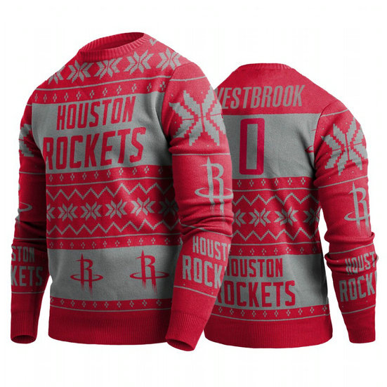 Houston Rockets Russell Westbrook 2019 Ugly Christmas Red Sweater