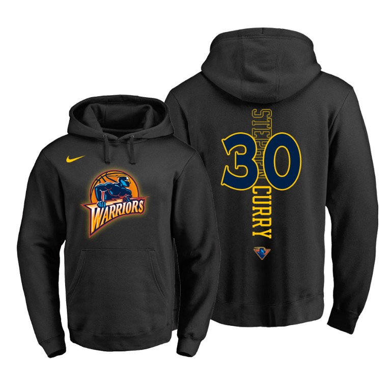 Stephen Curry Golden State Warriors Black Throwback Logo Pullover Hoodie