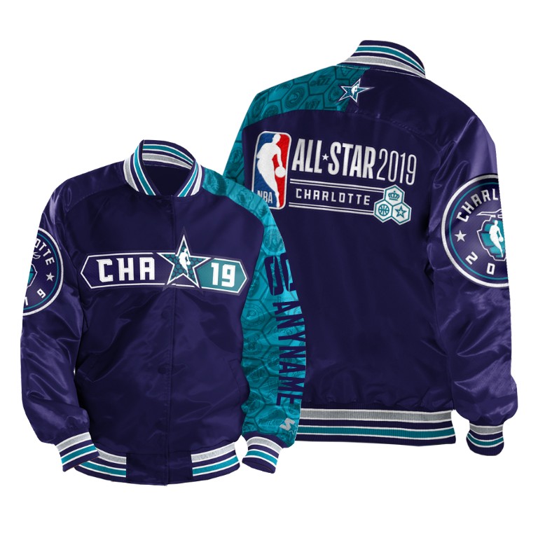 Custom 2019 All-Star Game Varsity Satin Full-Zip Purple #00 Jacket Custom 2019 All-Star Game Varsity Satin Full-Zip Purple #00 Jacket