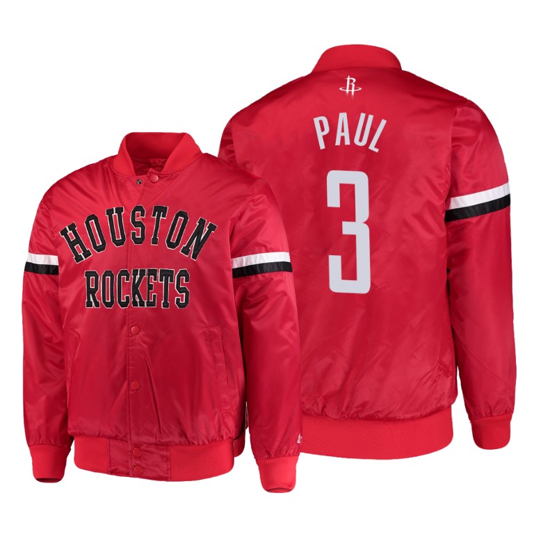 Houston Rockets #3 Chris Paul The Champ Varsity Satin Red Jacket