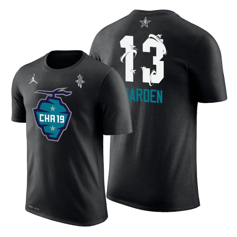 Houston Rockets James Harden 2019 All-Star The Buzz Side Sweep Black T-Shirt Houston Rockets James Harden 2019 All-Star The Buzz Side Sweep Black T-Shirt
