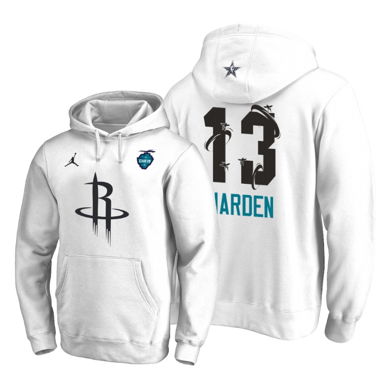 Houston Rockets James Harden 2019 All-Star The Buzz Side Sweep Pullover White Hoodie Houston Rockets James Harden 2019 All-Star The Buzz Side Sweep Pullover White Hoodie