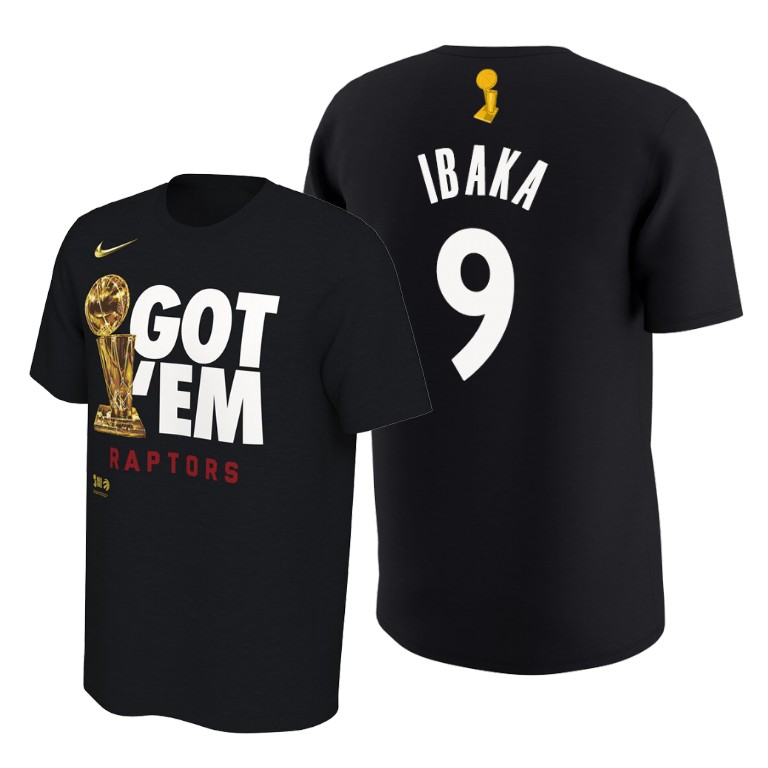 Toronto Raptors #9 Serge Ibaka 2019 Finals Champions Black Celebration Parade T-Shirt