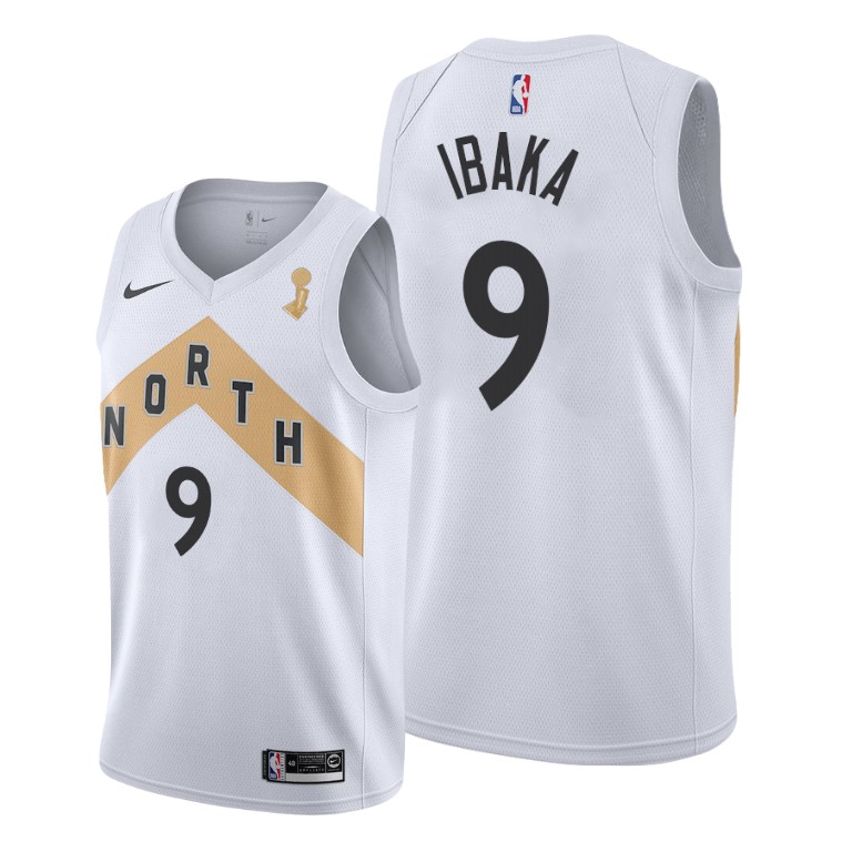 Toronto Raptors #9 Serge Ibaka 2019 NBA Finals Champions White City Jersey Toronto Raptors #9 Serge Ibaka 2019 NBA Finals Champions White City Jersey