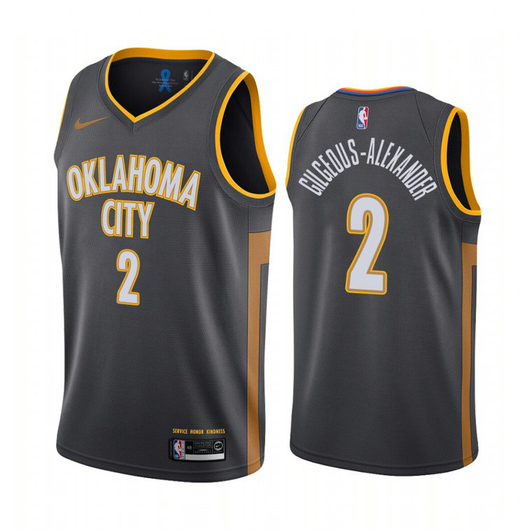Shai Gilgeous-Alexander Oklahoma City Thunder #2 Black 2019-20 City Jersey Shai Gilgeous-Alexander Oklahoma City Thunder #2 Black 2019-20 City Jersey