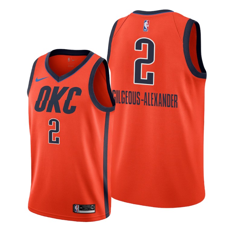 Shai Gilgeous-Alexander Oklahoma City Thunder #2 Orange 2019-20 Earned Jersey Shai Gilgeous-Alexander Oklahoma City Thunder #2 Orange 2019-20 Earned Jersey