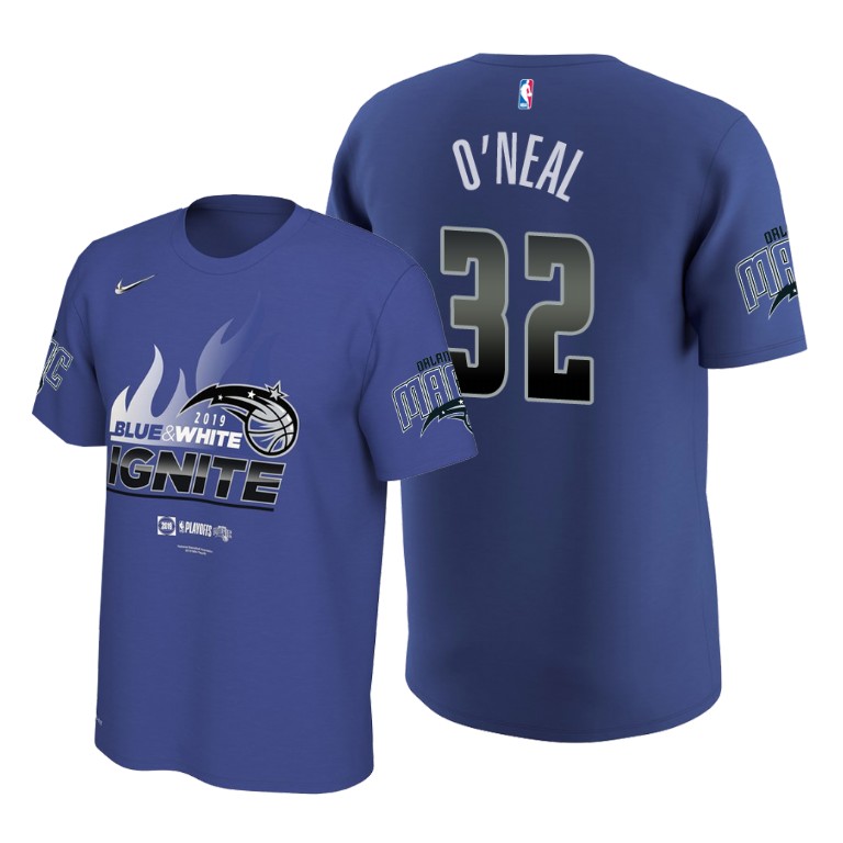 Orlando Magic Shaquille O'Neal Royal 2019 NBA Playoffs T-Shirt Orlando Magic Shaquille O'Neal Royal 2019 NBA Playoffs T-Shirt