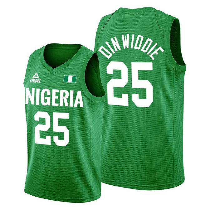 Spencer Dinwiddie Nigeria Team #25 Green 2020 Tokyo Olympics Jersey