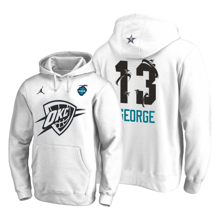 Oklahoma City Thunder Paul George 2019 All-Star The Buzz Side Sweep Pullover White Hoodie