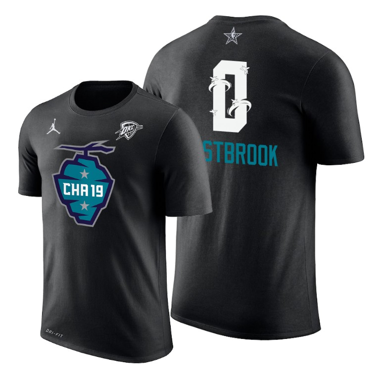 Oklahoma City Thunder Russell Westbrook 2019 All-Star The Buzz Side Sweep Black T-Shirt