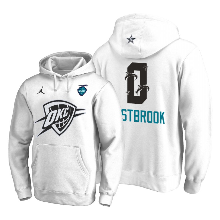 Oklahoma City Thunder Russell Westbrook 2019 All-Star The Buzz Side Sweep Pullover White Hoodie