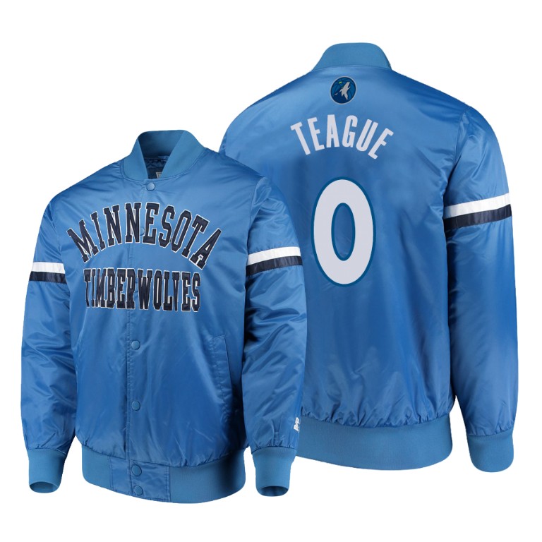 Minnesota Timberwolves #0 Jeff Teague The Champ Varsity Satin Jacket - Blue