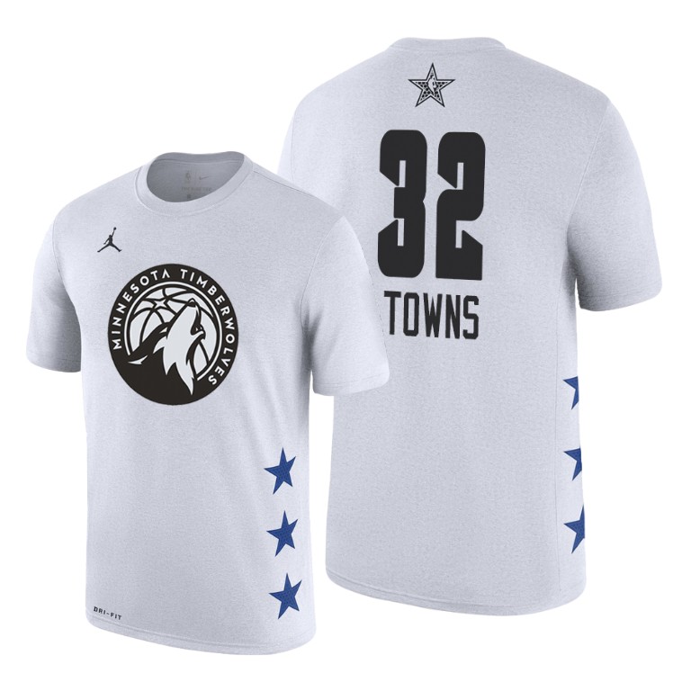 Minnesota Timberwolves Karl-Anthony Towns 2019 All-Star Game Name & Number White T-Shirt Minnesota Timberwolves Karl-Anthony Towns 2019 All-Star Game Name & Number White T-Shirt