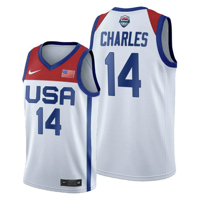 WOMEN USA National Team #14 Tina Charles White 2020 Tokyo Olympics Jersey WOMEN USA National Team #14 Tina Charles White 2020 Tokyo Olympics Jersey