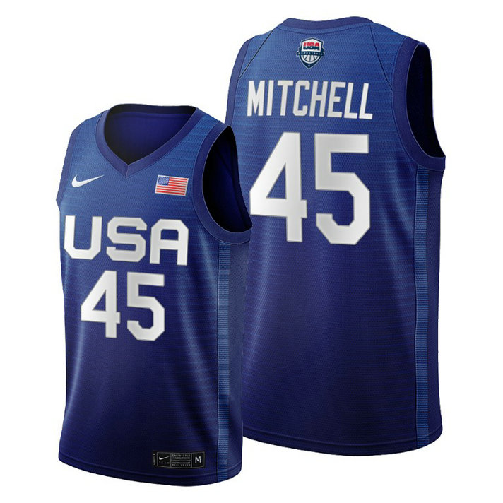 USA National Team #45 Donovan Mitchell Navy 2020 Tokyo Olympics Jersey