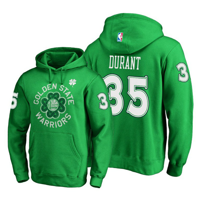 Golden State Warriors #35 Kevin Durant St. Patrick's Day Pullover Hoodie - Green