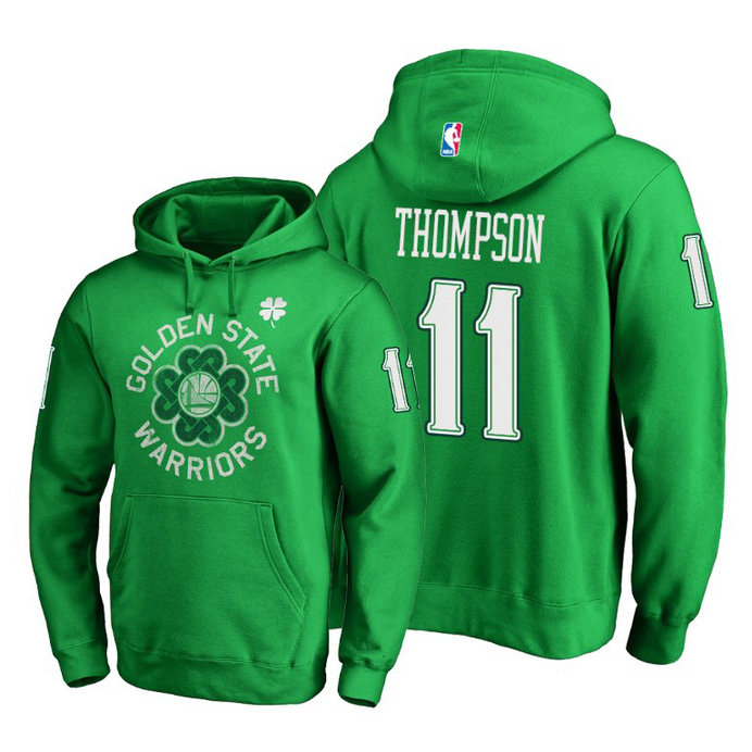 Golden State Warriors #11 Klay Thompson St. Patrick's Day Pullover Hoodie - Green Golden State Warriors #11 Klay Thompson St. Patrick's Day Pullover Hoodie - Green