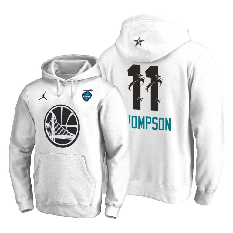 Golden State Warriors Klay Thompson 2019 All-Star The Buzz Side Sweep Pullover White Hoodie Golden State Warriors Klay Thompson 2019 All-Star The Buzz Side Sweep Pullover White Hoodie
