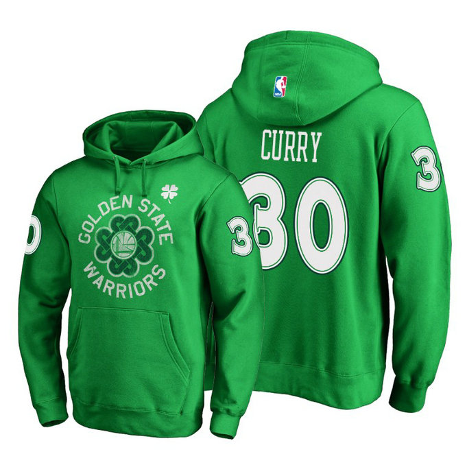 Golden State Warriors #30 Stephen Curry St. Patrick's Day Pullover Hoodie - Green