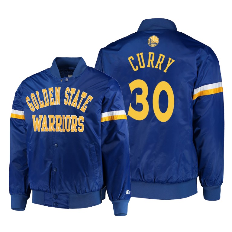 Golden State Warriors #30 Stephen Curry The Champ Varsity Satin Jacket - Royal